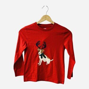 Harper Canyon Red Christmas Holiday Dog Reindeer Long Sleeve Kids Shirt SZ 7
